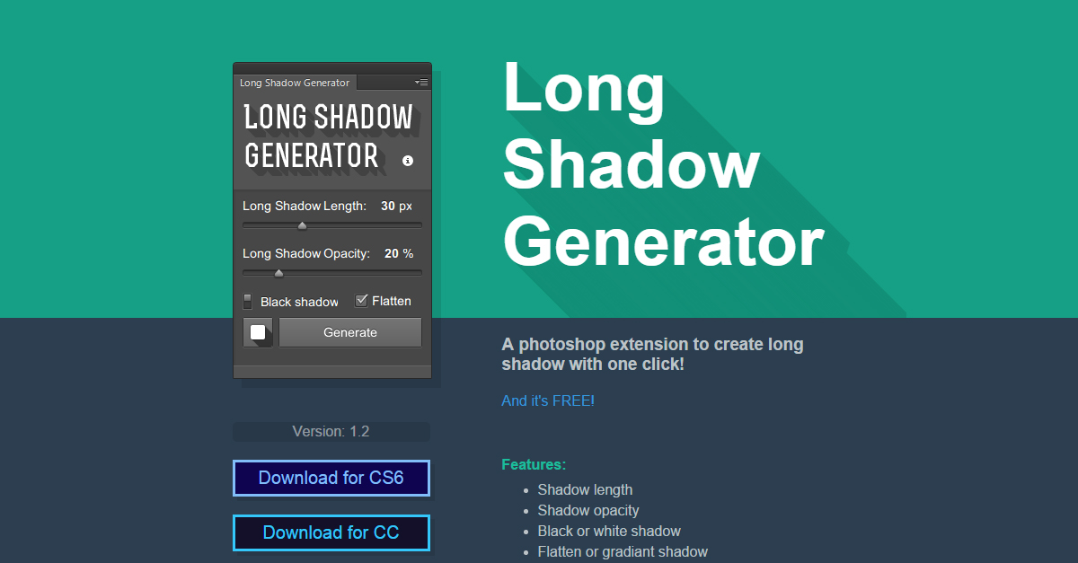 Adobe Photoshop üçün Long Shadow Generator Pulsuz Yüklə